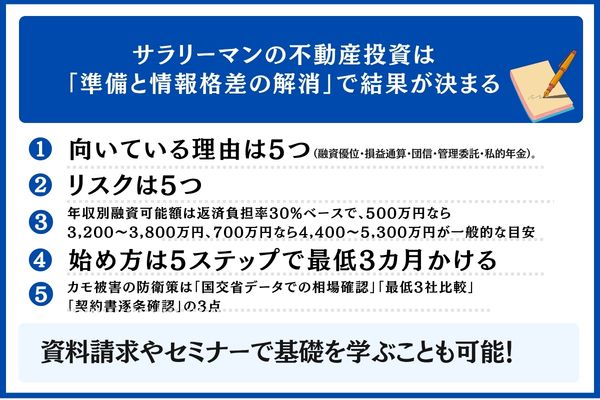 まとめ|サラリーマンの不動産投資は「準備と情報格差の解消」で結果が決まる