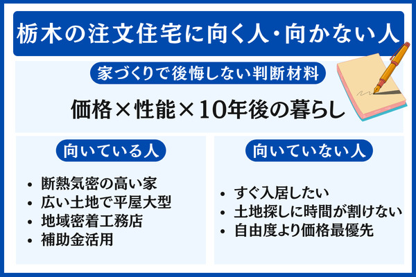 栃木の注文住宅に向いている人・向いていない人