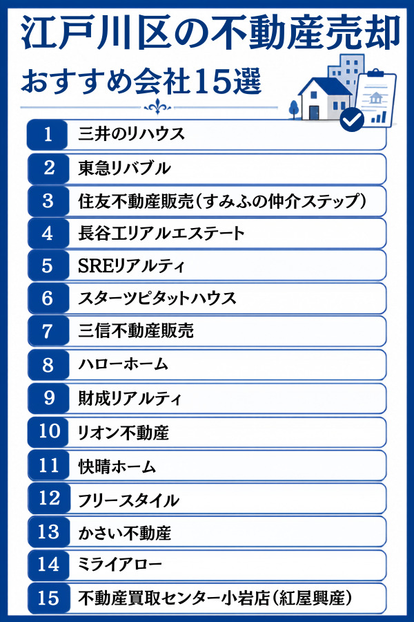 江戸川区の不動産売却おすすめ会社15選【大手・買取・地域密着】