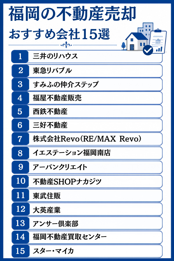 福岡の不動産売却おすすめ会社15選【大手・買取・地域密着】