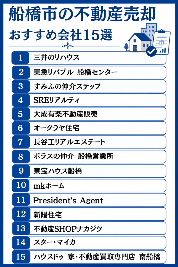船橋市の不動産売却おすすめ会社15選【大手・地域密着・買取】