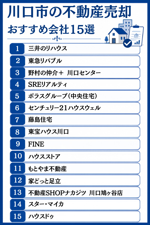 川口市の不動産売却おすすめ会社15選【大手・地域密着・買取】