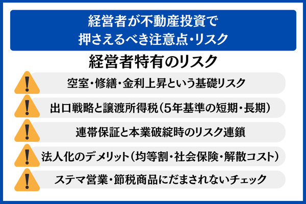 経営者が不動産投資で押さえるべき注意点・リスク