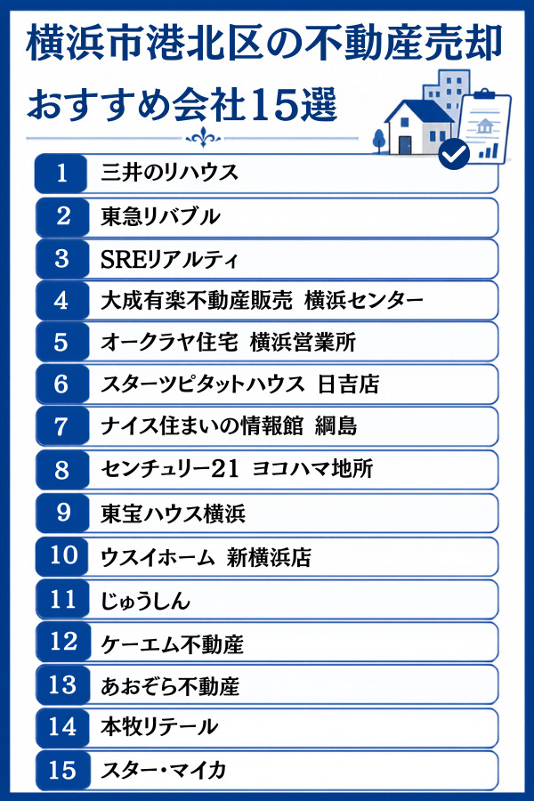 横浜市港北区の不動産売却おすすめ会社15選【大手・買取・地域密着】