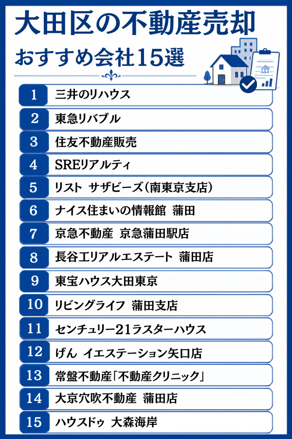 大田区の不動産売却おすすめ会社15選【大手・地域密着・買取】