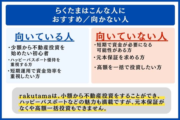 らくたまはこんな人におすすめ／向かない人
