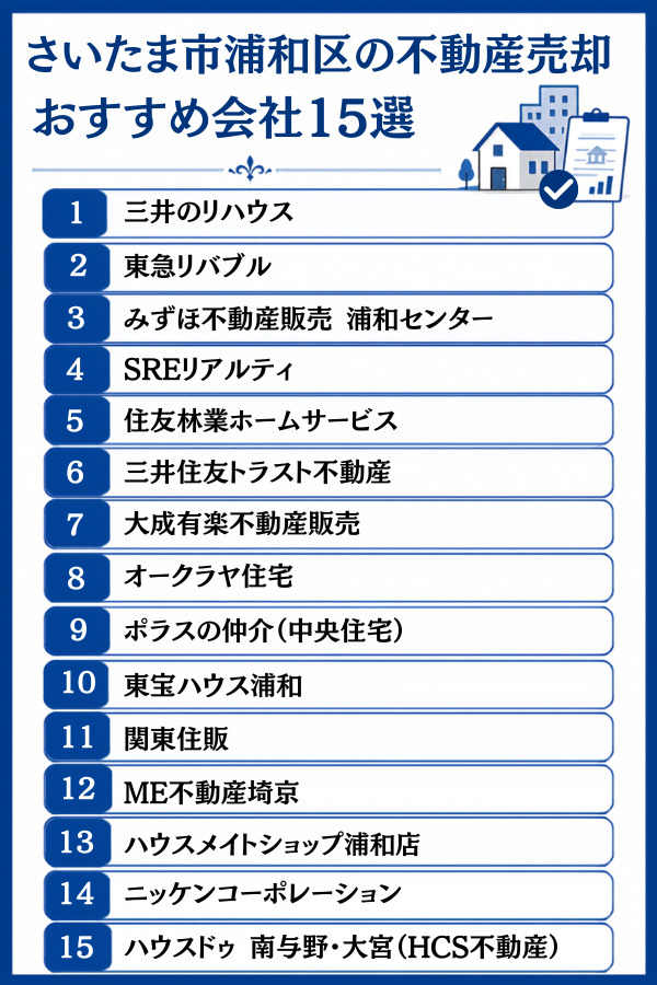 さいたま市浦和区の不動産売却おすすめ会社15選【大手・地域密着・買取】