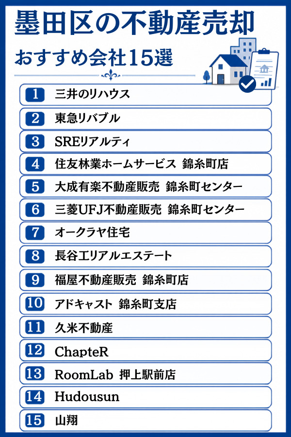 墨田区の不動産売却おすすめ会社15選【大手・買取・地域密着】
