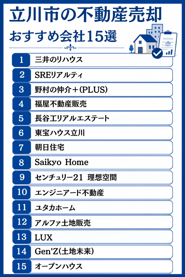 立川市の不動産売却おすすめ会社15選【大手・買取・地域密着】