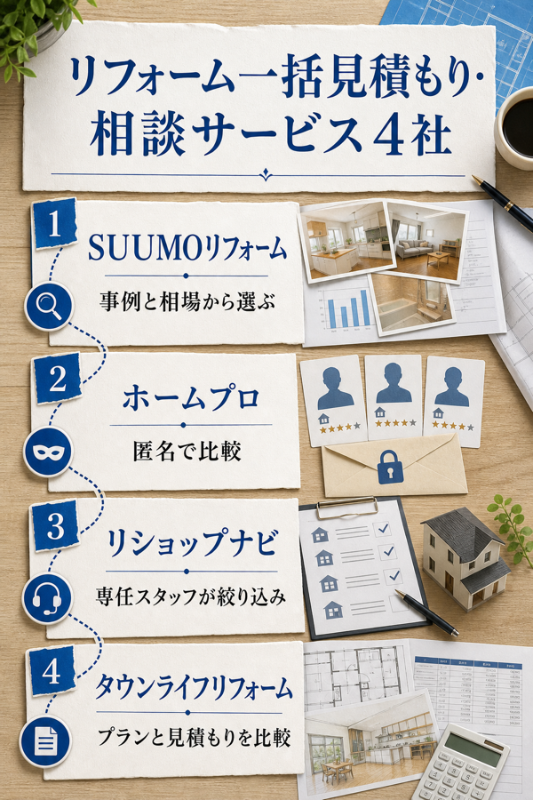 調布市で使えるリフォーム一括見積もり・相談サービス4社