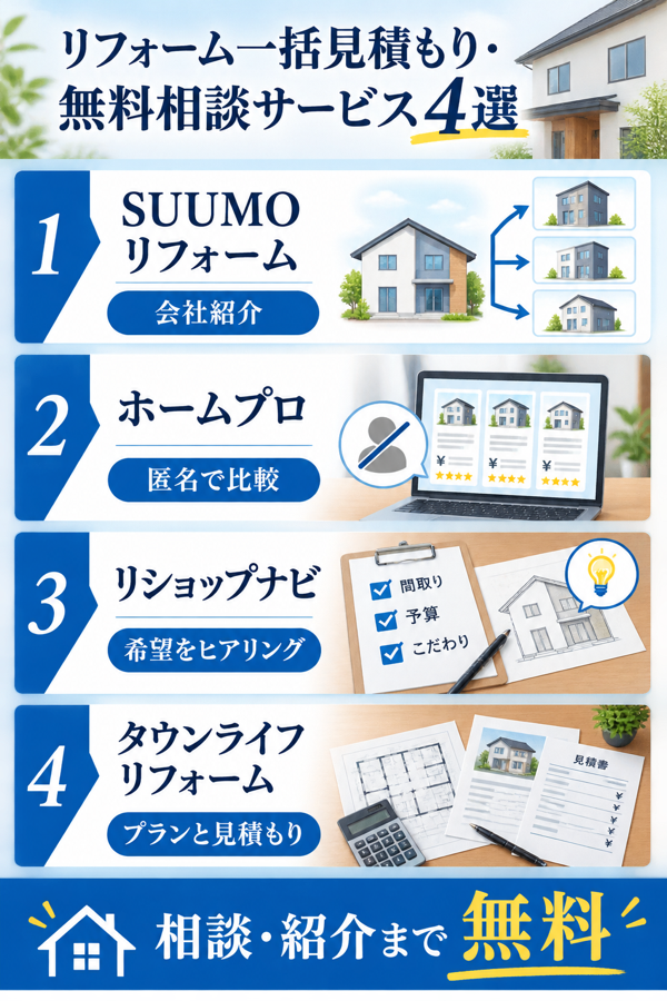 江戸川区で使えるリフォーム一括見積もり・無料相談サービス4選