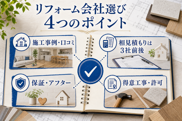 リフォーム会社選びで見るべき4つのポイント