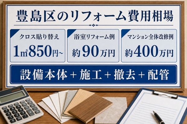 豊島区のリフォーム費用の相場|工事の種類別の目安