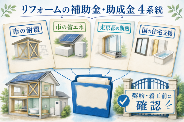 武蔵野市で使えるリフォームの補助金・助成金4系統