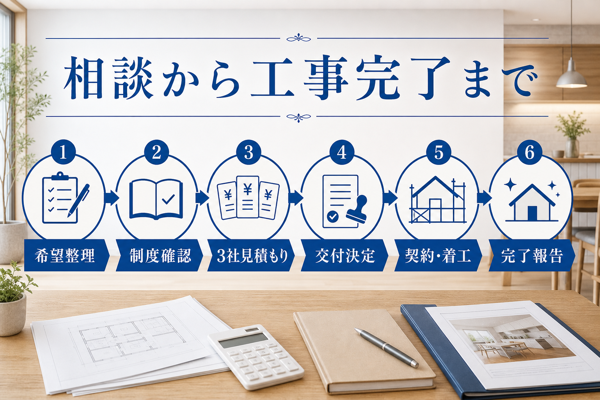 相談から工事完了までの流れ|補助金を使う場合のスケジュール