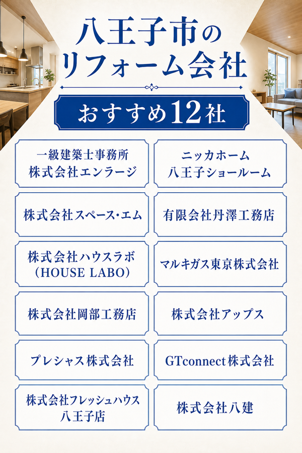 八王子市のリフォーム会社おすすめ12社|地域密着の工務店から大手専門店まで
