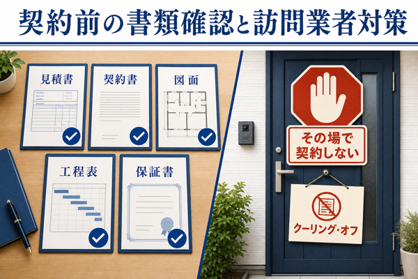 契約前に確認する書類と、悪質な訪問業者への対処