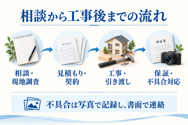 相談のタイミングから工事後の対応までの進め方
