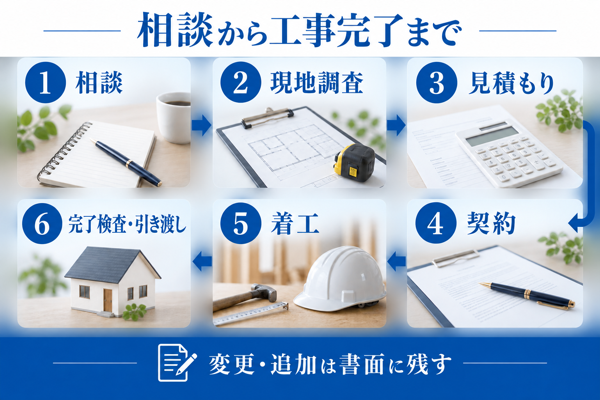 相談から工事完了までの流れ
