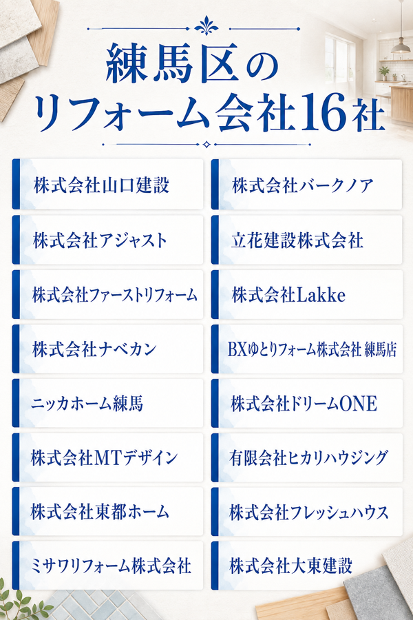 練馬区のリフォーム会社16社の比較一覧