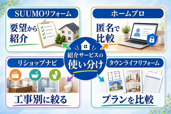 リフォーム一括見積もり・紹介サービスの使い分け