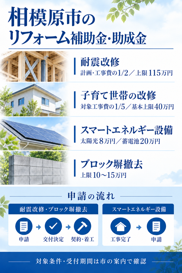 相模原市のリフォーム補助金・助成金|制度の一覧と使い方
