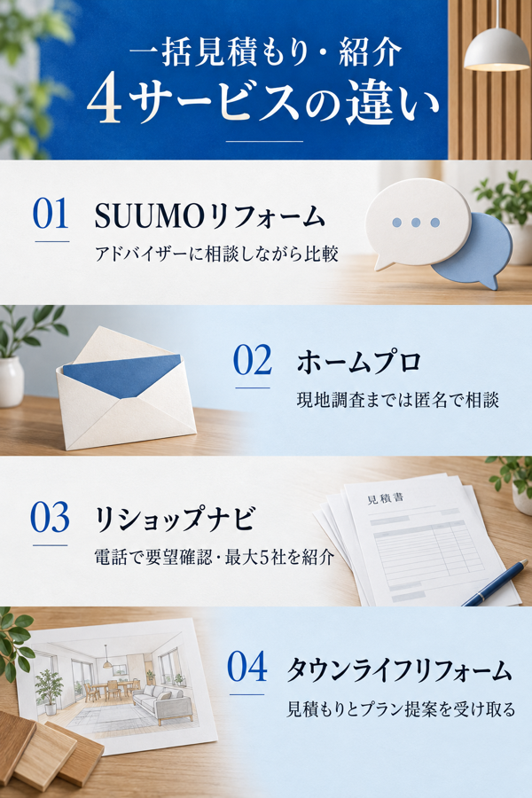 相模原市で使える一括見積もり・紹介サービス4社の違い