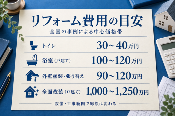 相模原市のリフォーム費用相場|箇所別と規模別の目安