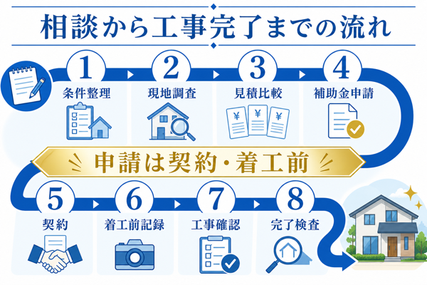 相談から工事完了までの流れ