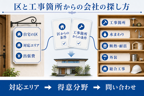 区と工事箇所からの会社の探し方