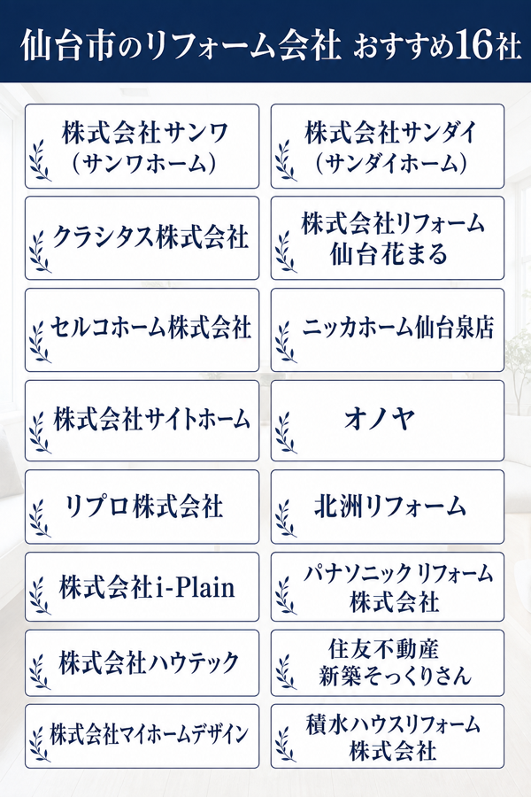 仙台市のリフォーム会社と選定の軸