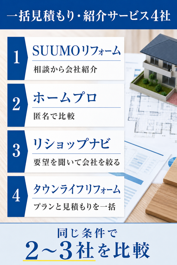 仙台のリフォーム会社探しに使える一括見積もり・紹介サービス4社