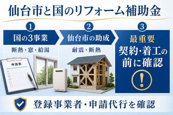 仙台市と国で使えるリフォーム補助金・助成金