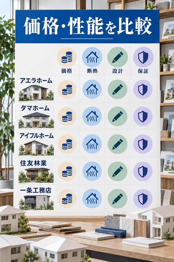 他社ハウスメーカーとアエラホームの価格・性能比較