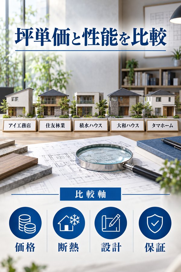 坪単価と性能で見るアイ工務店と大手ハウスメーカー各社の違い