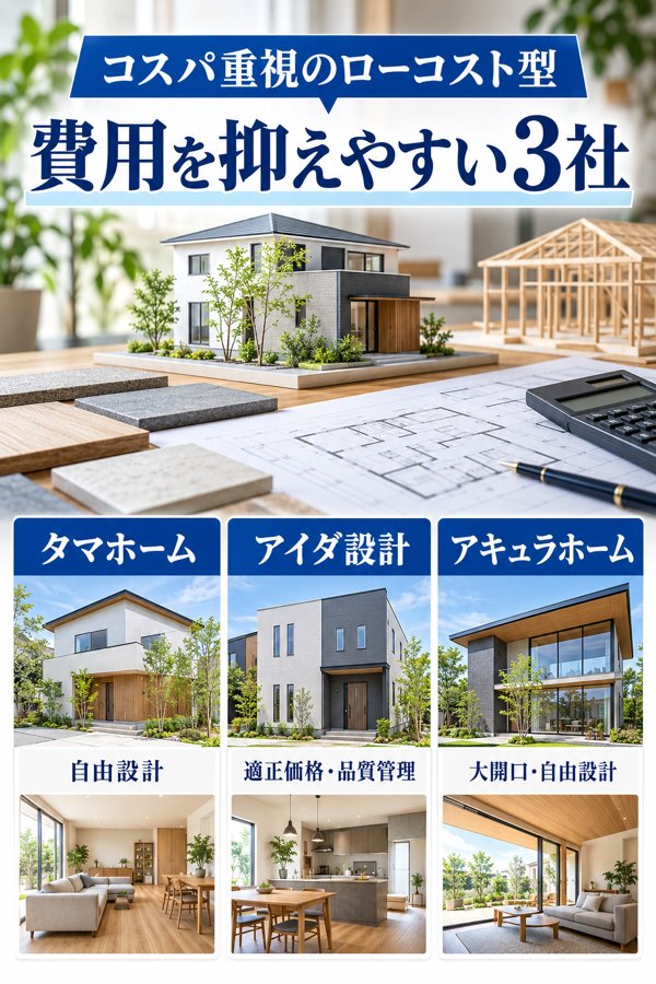 コスパ重視のローコスト型｜費用を抑えやすい3社