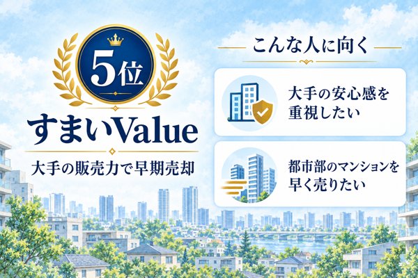5位:すまいValue|大手不動産6社へ一度に査定を依頼できる唯一のサイト