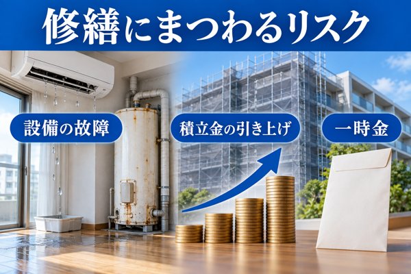 修繕にまつわるリスク2つ|老朽化する建物と積立金の引き上げ