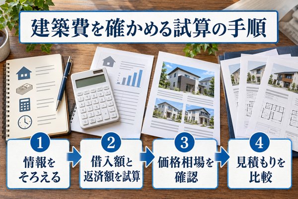 理想の住まいの建築費を用意できるか確かめる試算の手順
