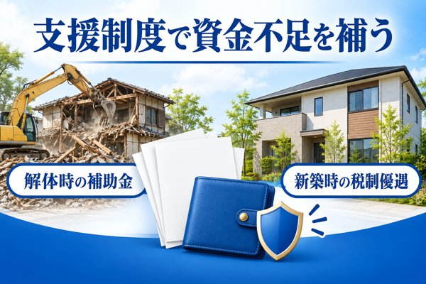国・自治体の支援制度で建て替え資金の不足を補う方法