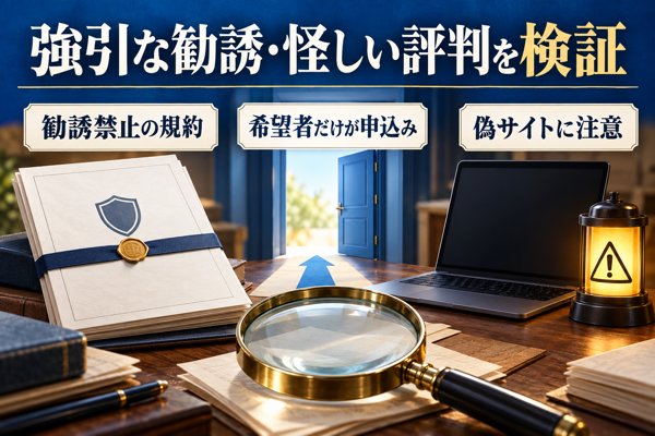 「強引な勧誘」「怪しい」といった評判の実態を公式情報から確認