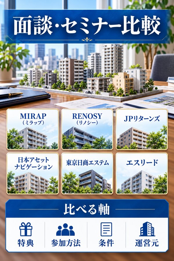 Amazonギフト券が受け取れる不動産投資の面談・セミナー比較表