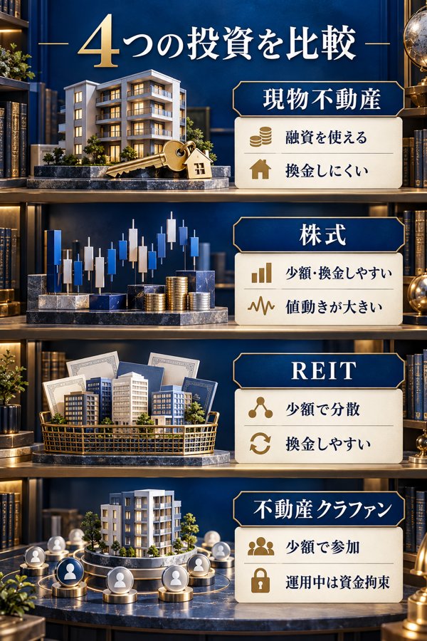 株式・REIT・クラファンと並べて見る不動産投資の立ち位置