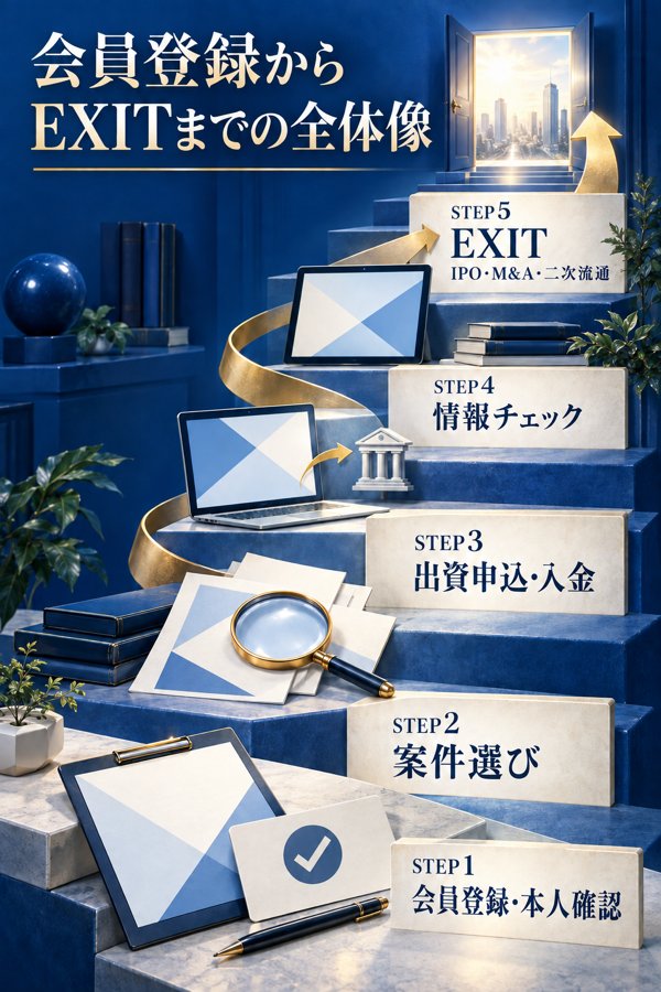 会員登録から投資完了までの手順|口座開設・案件選び・出資・EXITの全体像