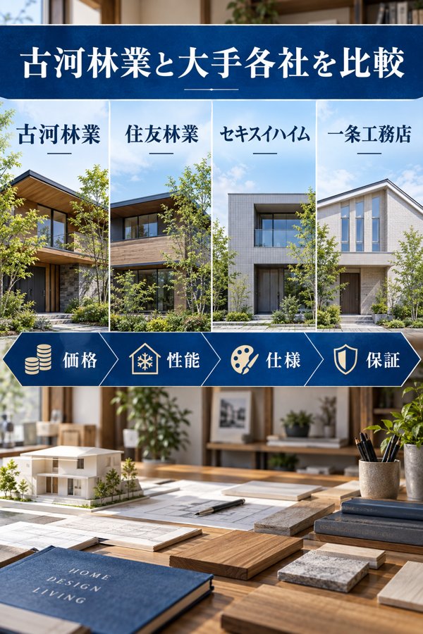 大手ハウスメーカー各社と比べた古河林業の坪単価・性能・仕様