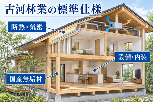 古河林業の標準仕様|断熱性・気密性・設備の詳細