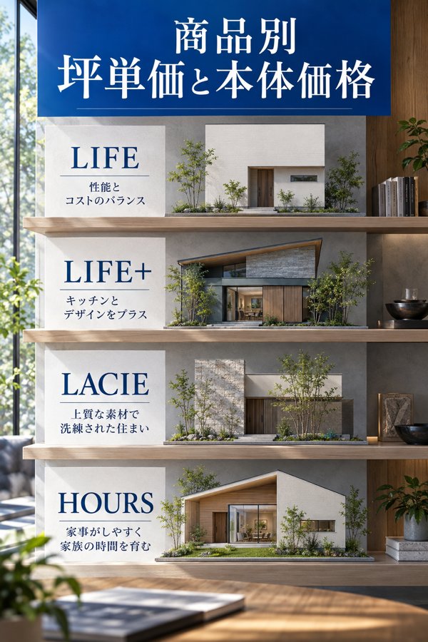Gハウスの商品別坪単価と本体価格【LIFE/LIFE+/LACIE/HOURS】