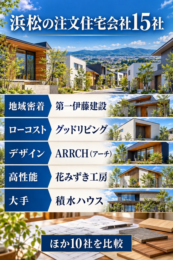 【早わかり比較表】浜松で注目の注文住宅会社15社