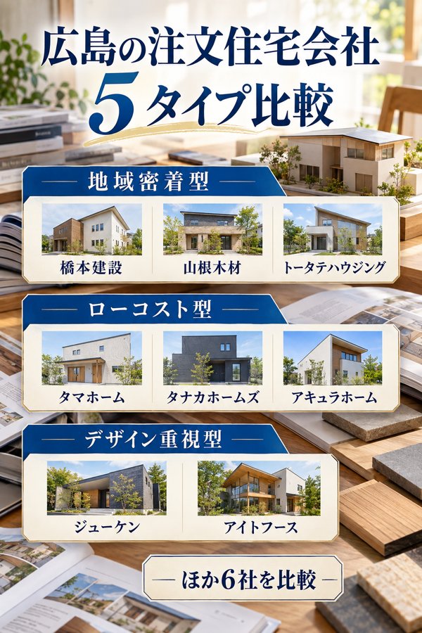 広島対応の注文住宅会社14社を5つのタイプで整理した比較早見表