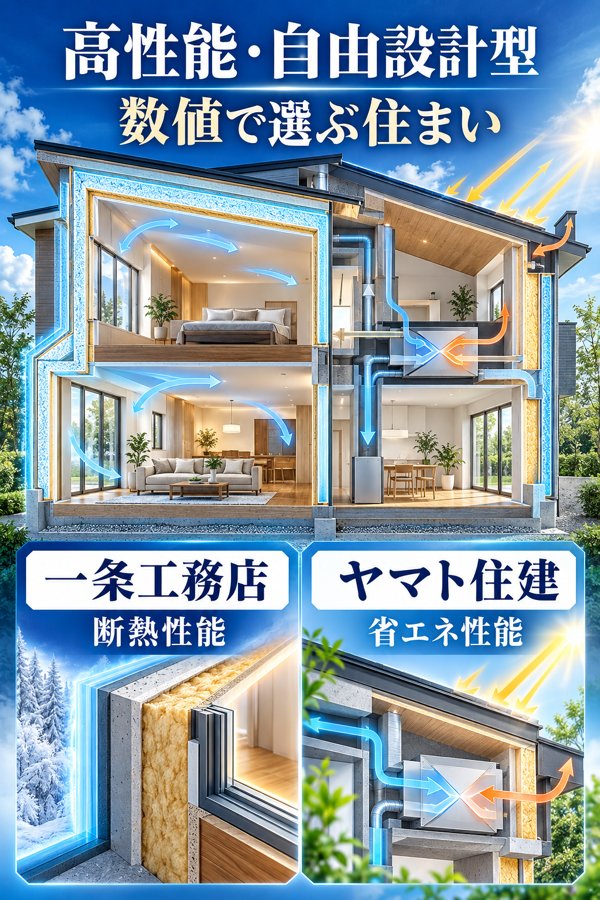 【高性能・自由設計型】UA値・C値の数値で選ぶ2社